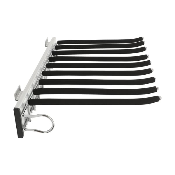 Bukseholder til garderobe - Vægmontering - 9 Stænger - Maks 16 kg - Venstre Montering - 46×32,5 cm - ABS/Alu/Rustfrit Stål - Sort/Sølv