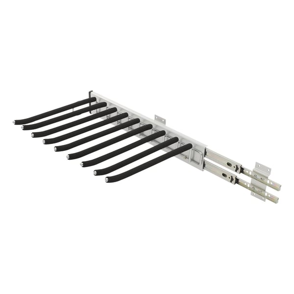 Bukseholder til garderobe - Vægmontering - 9 Stænger - Maks 16 kg - Venstre Montering - 46×32,5 cm - ABS/Alu/Rustfrit Stål - Sort/Sølv