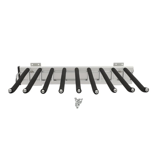 Bukseholder til garderobe - Vægmontering - 9 Stænger - Maks 16 kg - Venstre Montering - 46×32,5 cm - ABS/Alu/Rustfrit Stål - Sort/Sølv