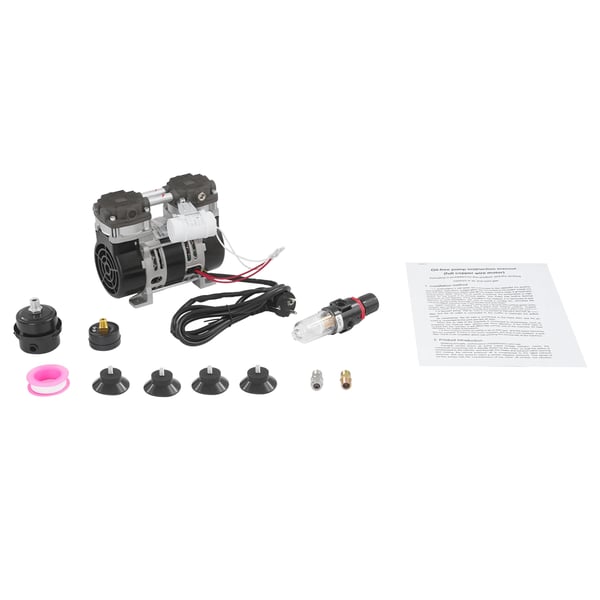 Industriel oliefri vakuumpumpe - OL210A - Støjsvag stempelpumpe - Effekt 230 W - Hastighed 1400 omdr./min - EU-stik - Kobberviklet motor