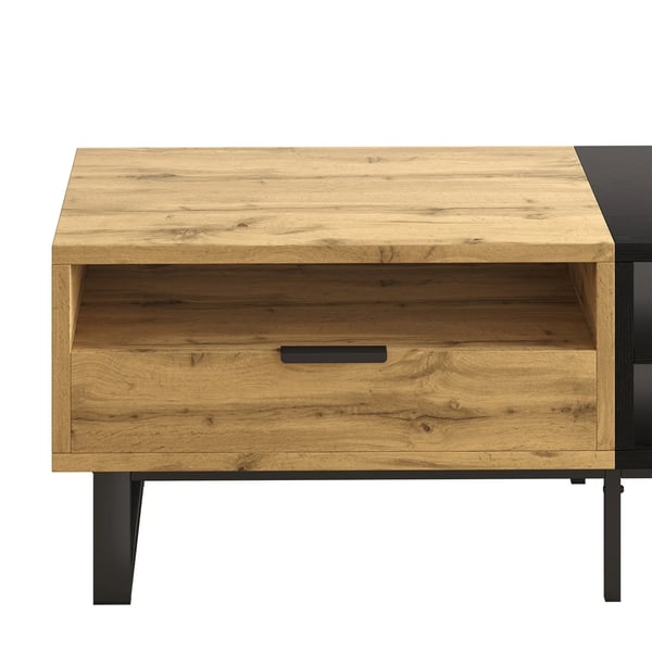 Monikäyttöinen sohvapöytä - Säilytyspöytä - Suorakulmainen - Lokeroita ja laatikoita - Metallijalat puujäljitelmä - 100×50×40 cm - Monivärinen