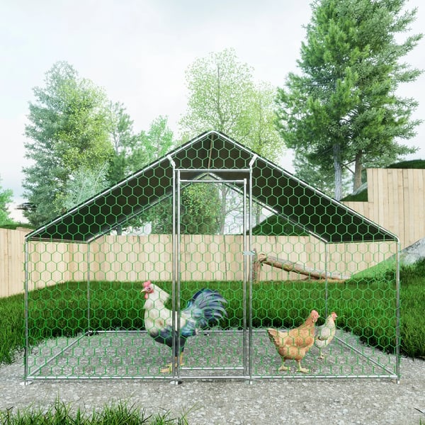 Hønsegård udendørs - Løbegård - 3×2×2 m - Sikkerhedslås - Vandtæt PE-overtræk - Metalkrog - Grøn