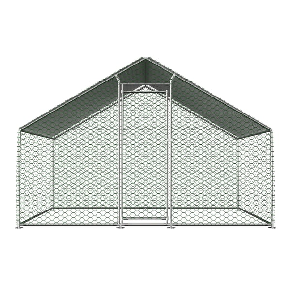 Hønsegård / Kyllingebur - Chicken Stall - 3x2x2 m - Sikkerhedslås - Vandtæt PE-overtræk - Metalramme - Grøn