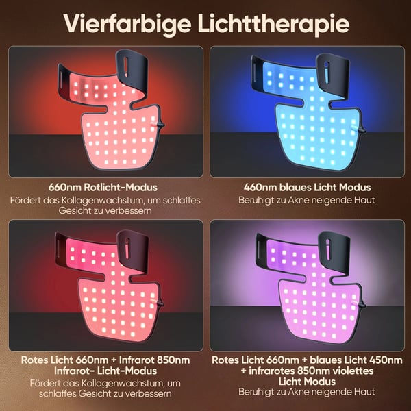 LED-kaulahoitolaite - Valoterapialaite - Infrapuna & väri-LED - Kannettava - Kaularyppyjen hoito - USB-käyttöinen - CE-sertifioitu - Musta