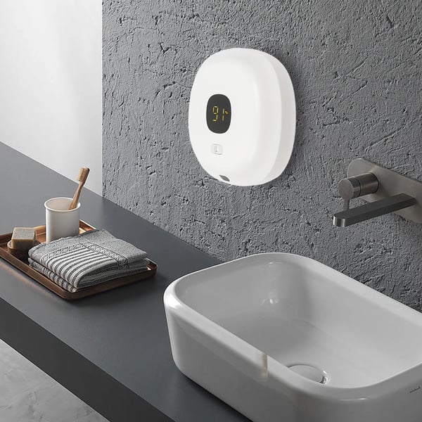 Skumsæbedispenser - Automatisk sæbepumpe vægmonteret - Berøringsfri sensor 4–6 cm - Kapacitet 300 ml - Hurtig opladning 1,5 t