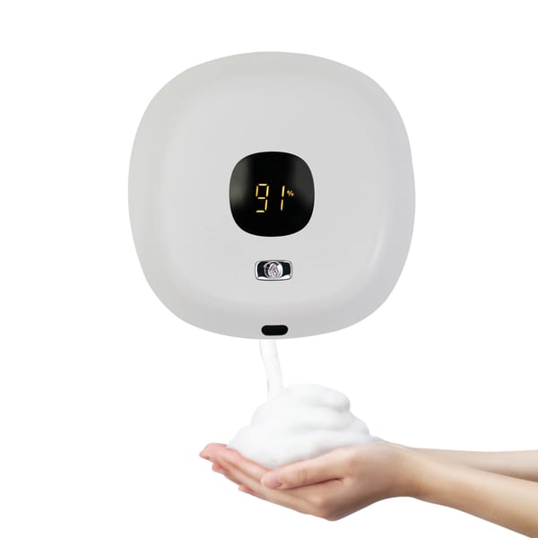 Skumsæbedispenser - Automatisk sæbepumpe vægmonteret - Berøringsfri sensor 4–6 cm - Kapacitet 300 ml - Hurtig opladning 1,5 t