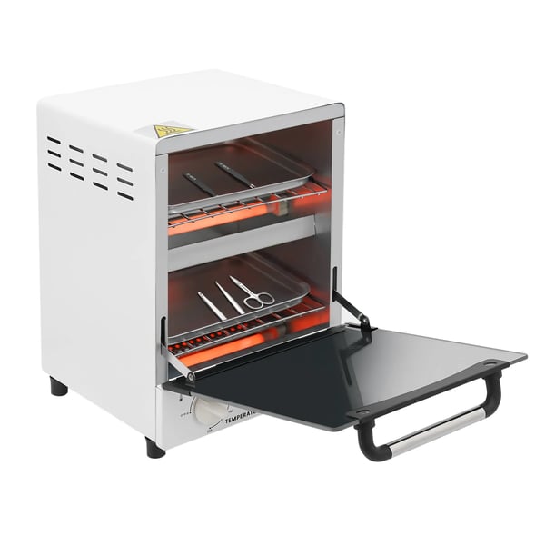 Kynsityökalujen sterilointilaite - Desinfiointikaappi - 12 l - 1000 W - 0–250 °C - 3 infrapunakvartsiputkea - 110–220 V - EU‑pistoke - Valkoinen