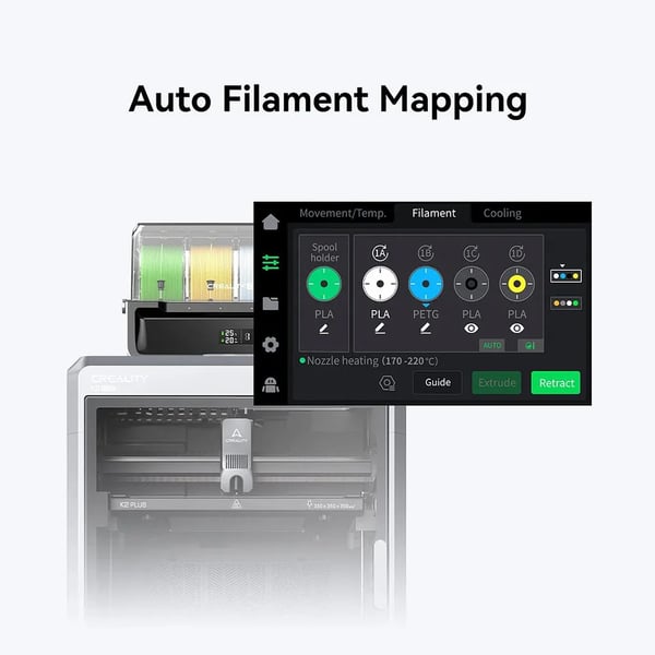 Filamentopbevaring - Filamentsystem - 4 spor - Automatisk filament-skift - RFID-læser - Slutsensor - Tør opbevaring med tørmiddel - Rød