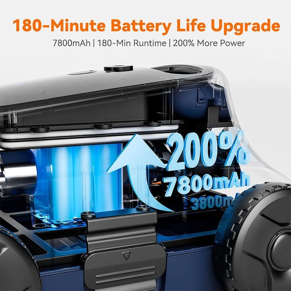 Poolrobot Poolstøvsuger - SAT 10 - 7800 mAh Batteri - 180 min Driftstid - 30 W Motor - IP68 Vandtæt - 150 m² Pool - Dybde 0,5–3 m - Beige