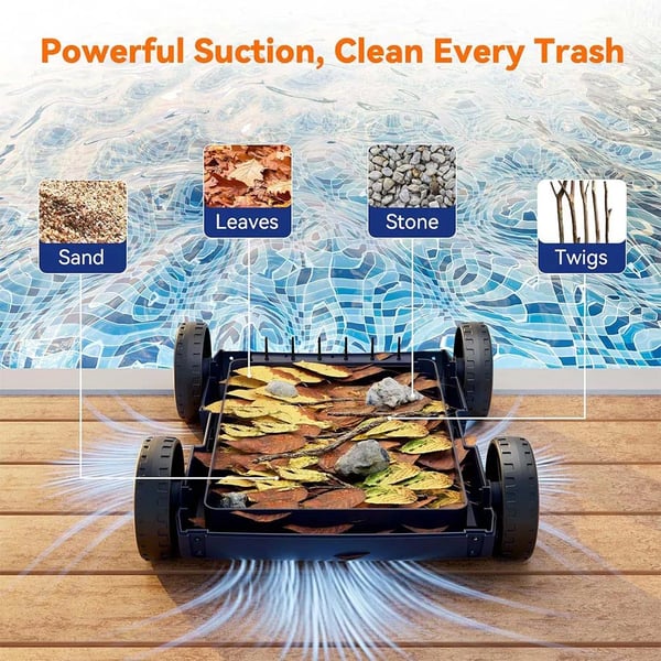 Poolrobot Poolstøvsuger - SAT 10 - 7800 mAh Batteri - 180 min Driftstid - 30 W Motor - IP68 Vandtæt - 150 m² Pool - Dybde 0,5–3 m - Beige