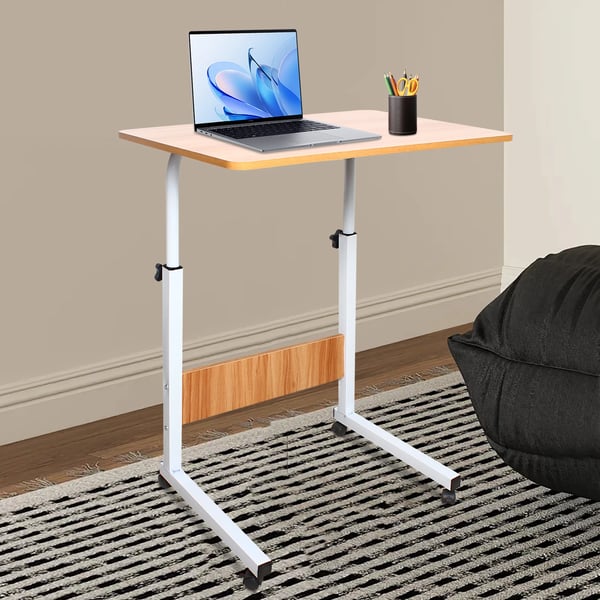 Mobilt laptopbord - Rullebord til seng/sofa - Højdejusterbart 70–90 cm - Bordplade 60×40 cm - Maks. belastning 15 kg - MDF & stål - Brun