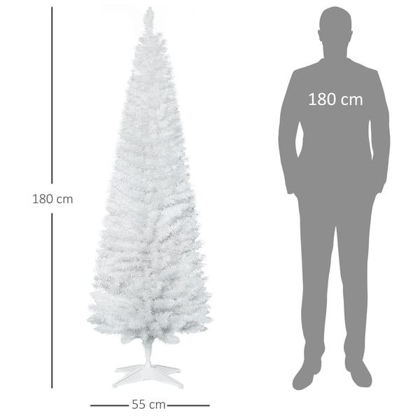 Konstgjord julgran - Plastgran - 180 cm - 390 grenar - Lätt att montera - För inomhusbruk - Vit