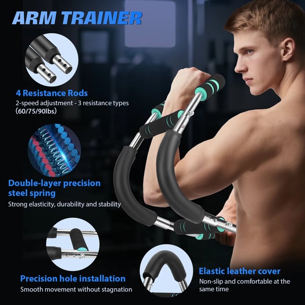 Hånd- og grebstræner - Grepring Twister Arm Trainer - Fjedermodstand - Arm & underarm træning - Muskelstyrke - Bærbar - Unisex - Blå