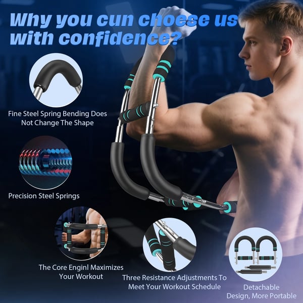 Hånd- og grebstræner - Grepring Twister Arm Trainer - Fjedermodstand - Arm & underarm træning - Muskelstyrke - Bærbar - Unisex - Blå