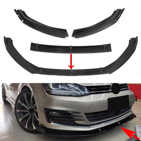 Forreste stødfangerlæbe - Spoiler trim - Golf MK7/MK7.5 2014–2017 - Frontsplitter - Blank sort