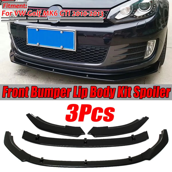 Frontlæbe Splitter - Kofanger Spoiler/Diffuser Hagespoiler Bodykit - Passer Golf 6 MK6 GTI 2010, 2012, 2013 - Foran