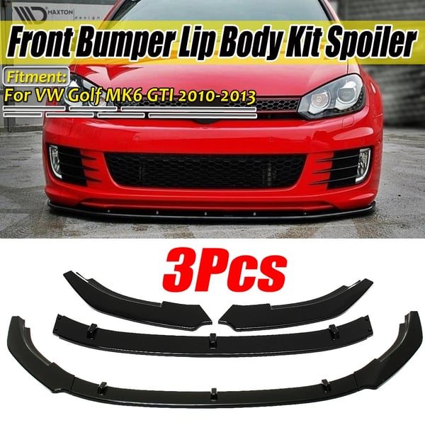 Frontlæbe Splitter - Kofanger Spoiler/Diffuser Hagespoiler Bodykit - Passer Golf 6 MK6 GTI 2010, 2012, 2013 - Foran