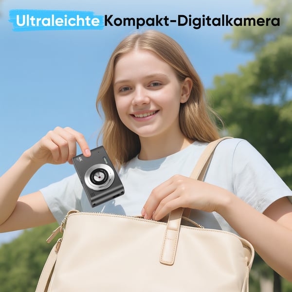 Digikamera - Kompakti vlogikamera - 4K-video - 0,635 cm kenno - Harrastajille ja ammattilaisille - Musta