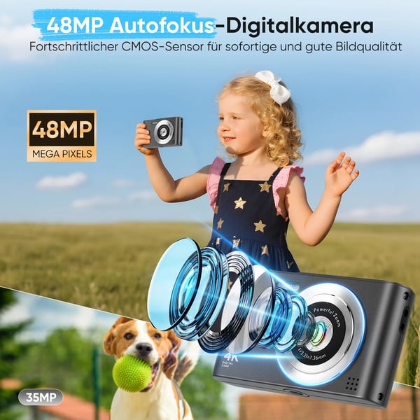 Digikamera - Kompakti vlogikamera - 4K-video - 0,635 cm kenno - Harrastajille ja ammattilaisille - Musta