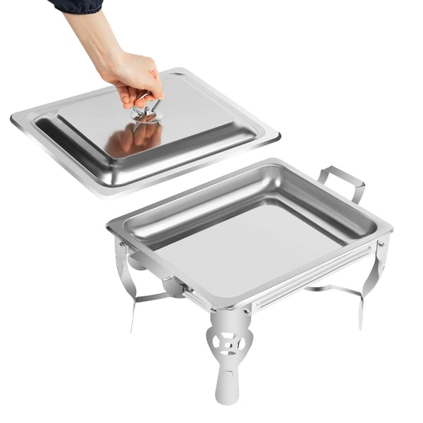 Buffetvarmer - Chafing Dish - Kapacitet 6 L - Rustfrit stål 201 - Madvarmer til catering - Sølv