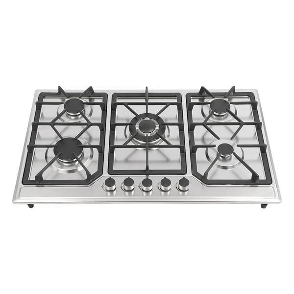 Gaskogeplade til autocamper - Bordmodel - 5 Blus - Rustfrit Stål - Elektronisk Tænding - 3,3/3/1,75/1,75/1 kW - Sølv