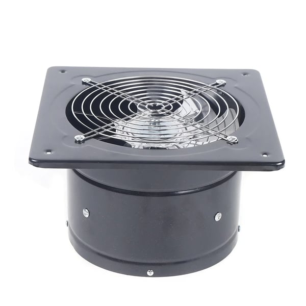 Udsugningsventilator - Aksial industriblæser i metal - 20 cm - 850 m³/h - 80 W - 220 V - Væg-/vinduesmontering - Kvadratisk - Sort