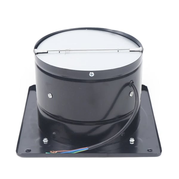 Udsugningsventilator - Aksial industriblæser i metal - 20 cm - 850 m³/h - 80 W - 220 V - Væg-/vinduesmontering - Kvadratisk - Sort