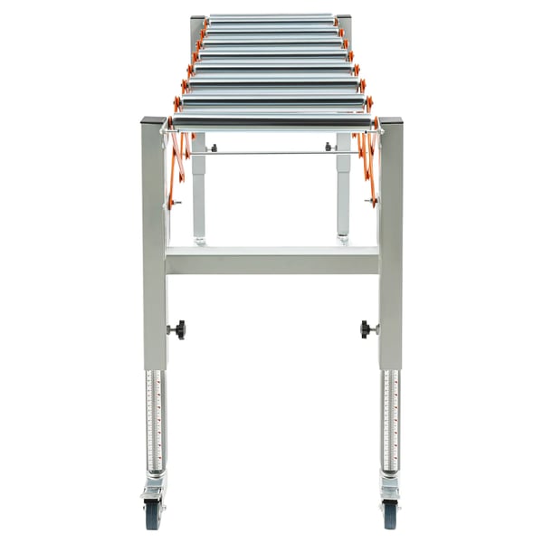 Justerbart rullebanebord med hjul - Udtrækkelig rulletransportør - Længde 46–130 cm - Højde 50–80 cm - Bredde 44 cm - Kapacitet ca. 50 kg - Jern