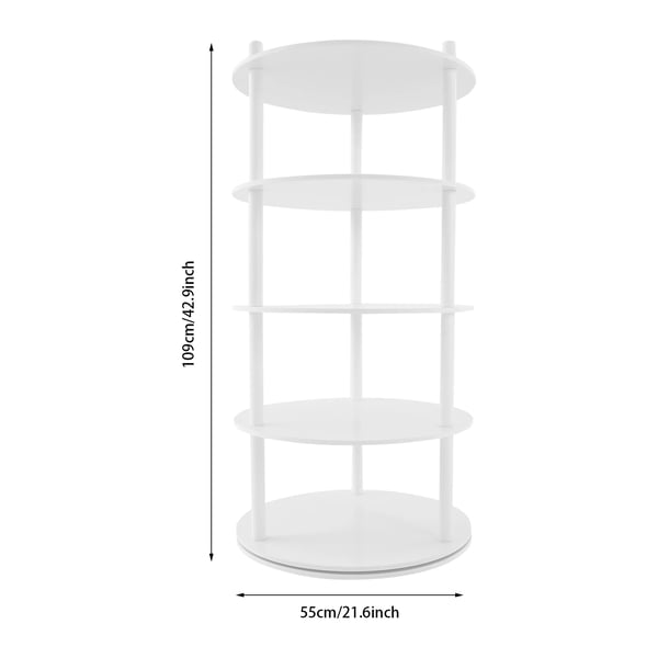 Kenkäteline - Pyörivä pyöreä kenkähylly - 4 tasoa - Ø 55 cm x K 109 cm - PVC - Enintään 50 kg - Valkoinen