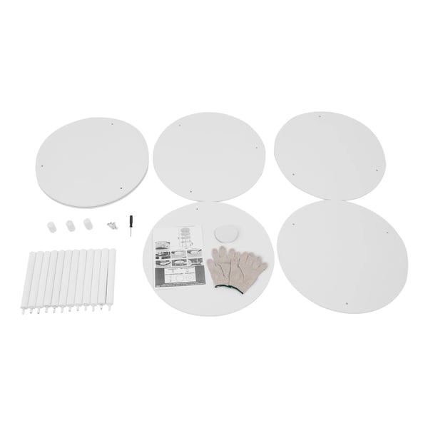 Kenkäteline - Pyörivä pyöreä kenkähylly - 4 tasoa - Ø 55 cm x K 109 cm - PVC - Enintään 50 kg - Valkoinen