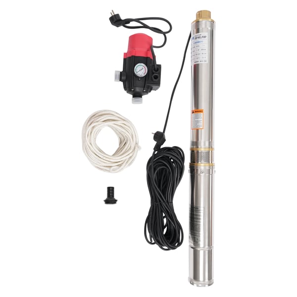 Nedsänkbar djupbrunnspump/borrhålspump - 3.5SDM4/11 - 750 W 1 hk - Rostfritt stål & koppar - 220–240 V 50 Hz - 2850 r/min - Maxflöde 6300 l/h