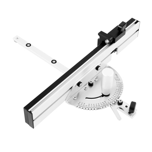 Præcisions geringsanslag / miter gauge - Til bordsav - Justerbar vinkel 0–60° - Træarbejde - Sølv