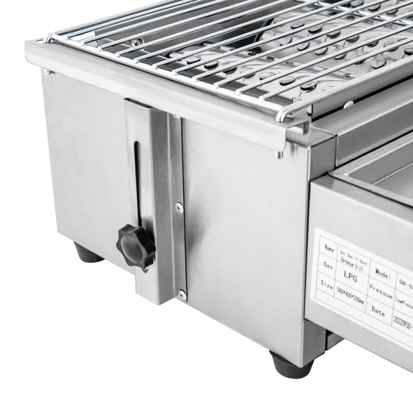 Gasgrill BBQ - Bordgrill - 4 brændere, LPG/Propan, rustfrit stål, infrarød keramisk plade, 58×40×20 cm - Sølv