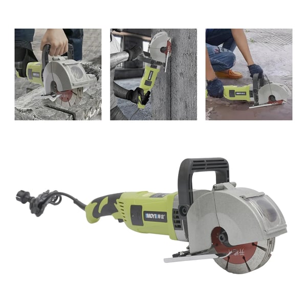 Elektrisk vægfræser - Rillefræser/cirkelsav - Effekt 4000 W - Til beton og stål - Med 5 klinger - Netdrevet - Grøn
