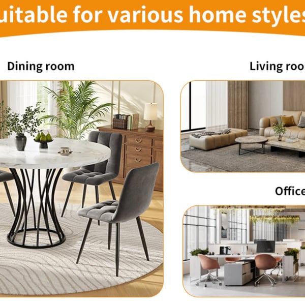 Pyöreä ruokapöytä - Ruokapöytä - 80x80x76 cm - Marmorikuvioitu MDF-kansi - 4–6 hengelle - Moderni tyyli - Kokoaminen vaaditaan - Musta