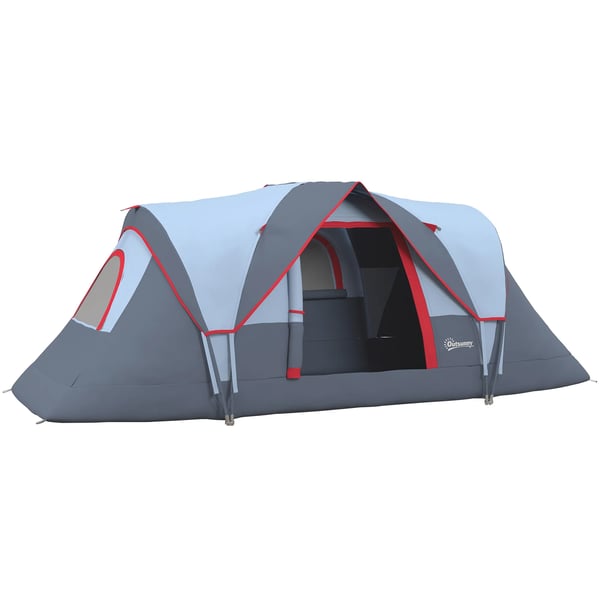 Campingtält - Tunneltält - 3–4 Personer - Vattentätt 3000 mm - Lättvikt - 201T Polyester - Ett Sovrum - Ljusgrå