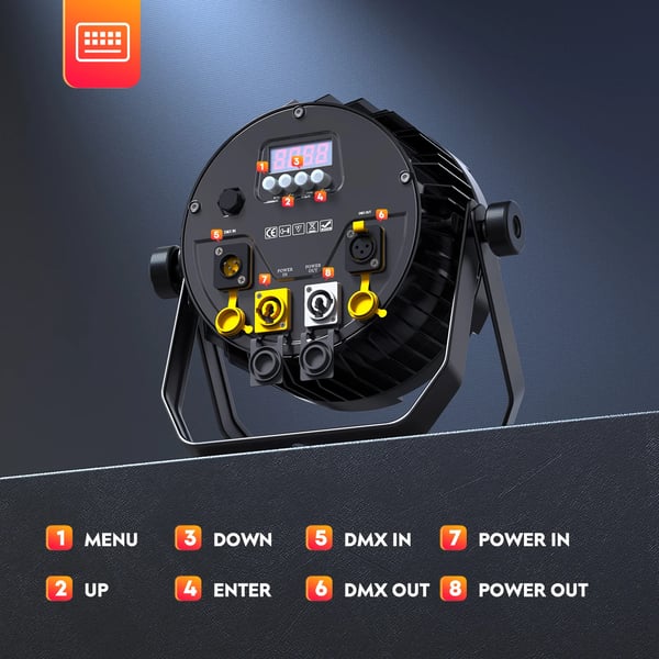 4 kpl LED PAR lavavalo - 18×10W 6-in-1 - 150W - Vedenkestävä - DMX512 6/10 kanavaa - 90–240V - Lämmin valkoinen