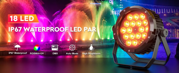 4 kpl LED PAR lavavalo - 18×10W 6-in-1 - 150W - Vedenkestävä - DMX512 6/10 kanavaa - 90–240V - Lämmin valkoinen