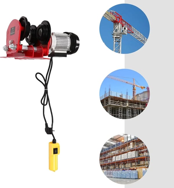 Elektrisk wiretalje - Med løbekat - Løftekapacitet 1000 kg - Motor 370 W - Stålwire - Rød