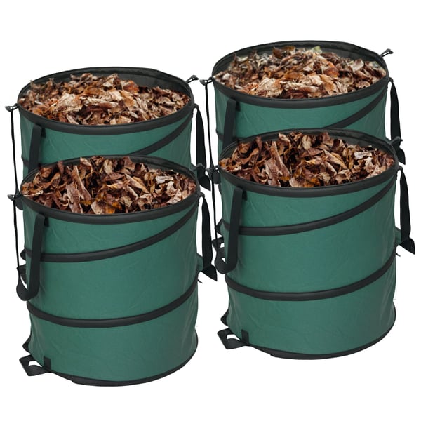Trädgårdsavfallssäckar 4-pack - Pop-up hopfällbara - 86 l Kapacitet - Extra Kraftiga - Bärhandtag - Dragkedjelock - Ljusgrön