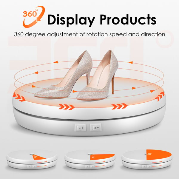 Elektrisk roterende display - Drejeskive 20 kg - 360° rotation - LED-display - Til smykker & produktfoto - Hvid