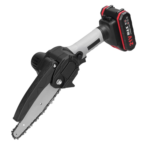 Oksasaha - Akkukäyttöinen mini-ketjusaha - 21 V - 15 cm laippa - Yhden käden käyttö - Harjamoottori - Ilman akkua - EU Set A - Karmiininpunainen