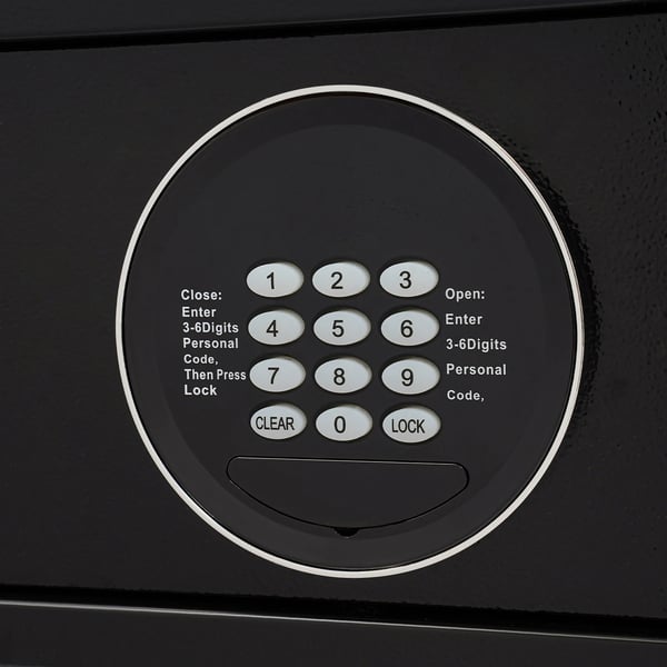 Pengeskab - Digital kode & nøgle - 30 L - Stål - USB nødstrøm - Vægmonterbar/Fritstående - Sort