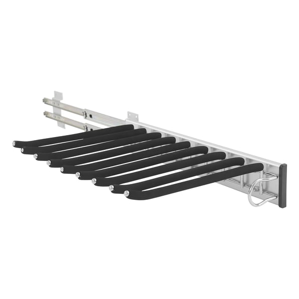 9-stangs buksestativ - Udtræk til garderobe - Støjsvag glideskinne - Rustfrit stål + ABS - Høj bæreevne - Pladsbesparende - 46 x 32,6 cm 9-stangs buksestativ - Udtræk til garderobe - Støjsvag glideskinne - Rustfrit stål + ABS - Høj bæreevne - Pladsbesparende - 46 x 32,6 cm