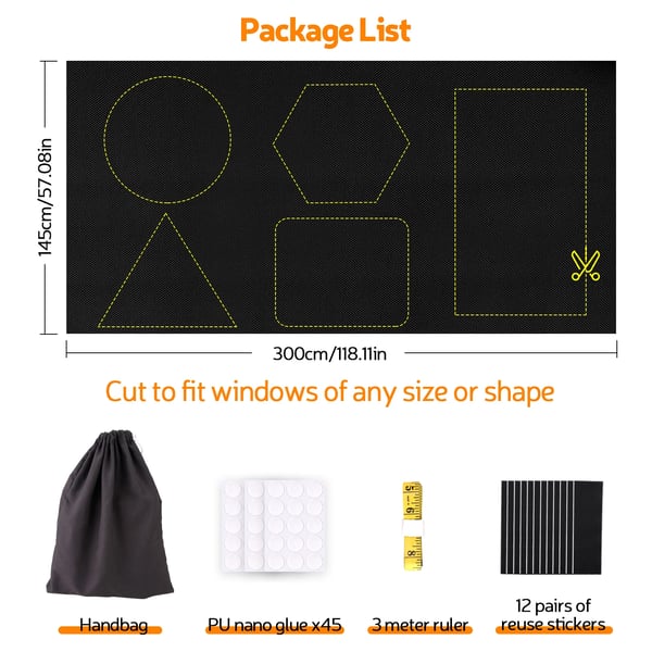 Tillfällig mörkläggningsgardin - Självhäftande rullgardin - 300×145 cm - Skärbar - 70–90% Mörkläggning - Plast - Grön