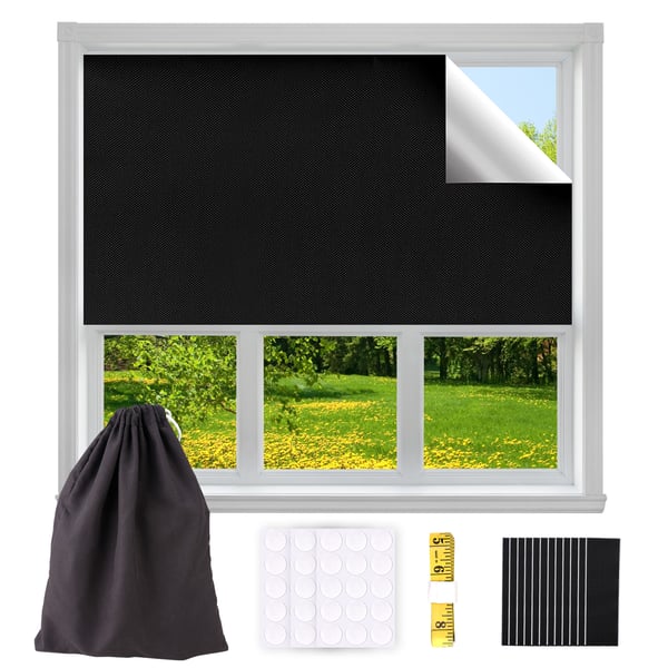 Tillfällig mörkläggningsgardin - Självhäftande rullgardin - 300×145 cm - Skärbar - 70–90% Mörkläggning - Plast - Grön