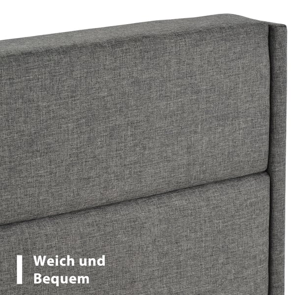 Polstret sengestel 90x200 cm - Enkeltseng - Linnedstof - Hovedgærde med lameller - Moderne design - Uden opbevaring - Mørkegrå
