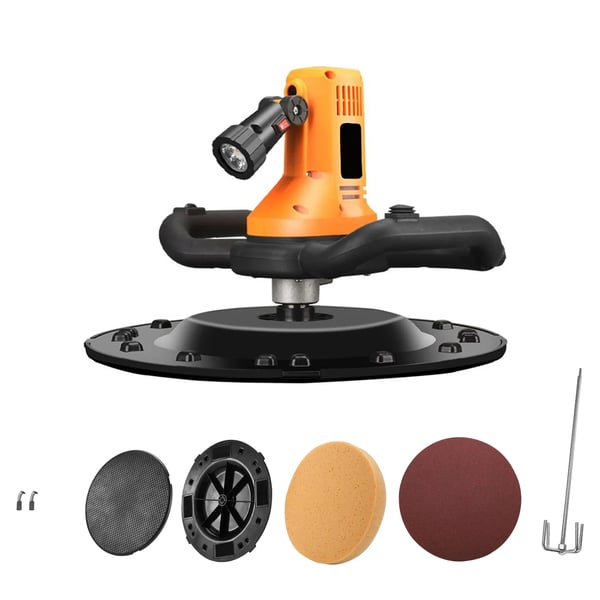 Elektrisk väggputsare - Puts-/polermaskin - 1700 W 220 V - 80–600 varv/min - För betong/cement/murbruk - Automatisk blandare - Gul