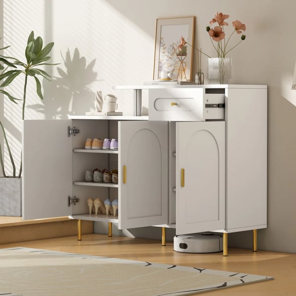 Skoskab - Skoreol - 6 Skuffer - Moderne Stil - Skal Samles - 120×92×35 cm - Hvid