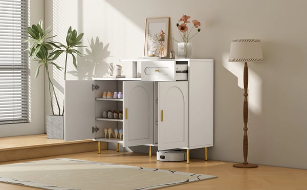 Skoskab - Skoreol - 6 Skuffer - Moderne Stil - Skal Samles - 120×92×35 cm - Hvid